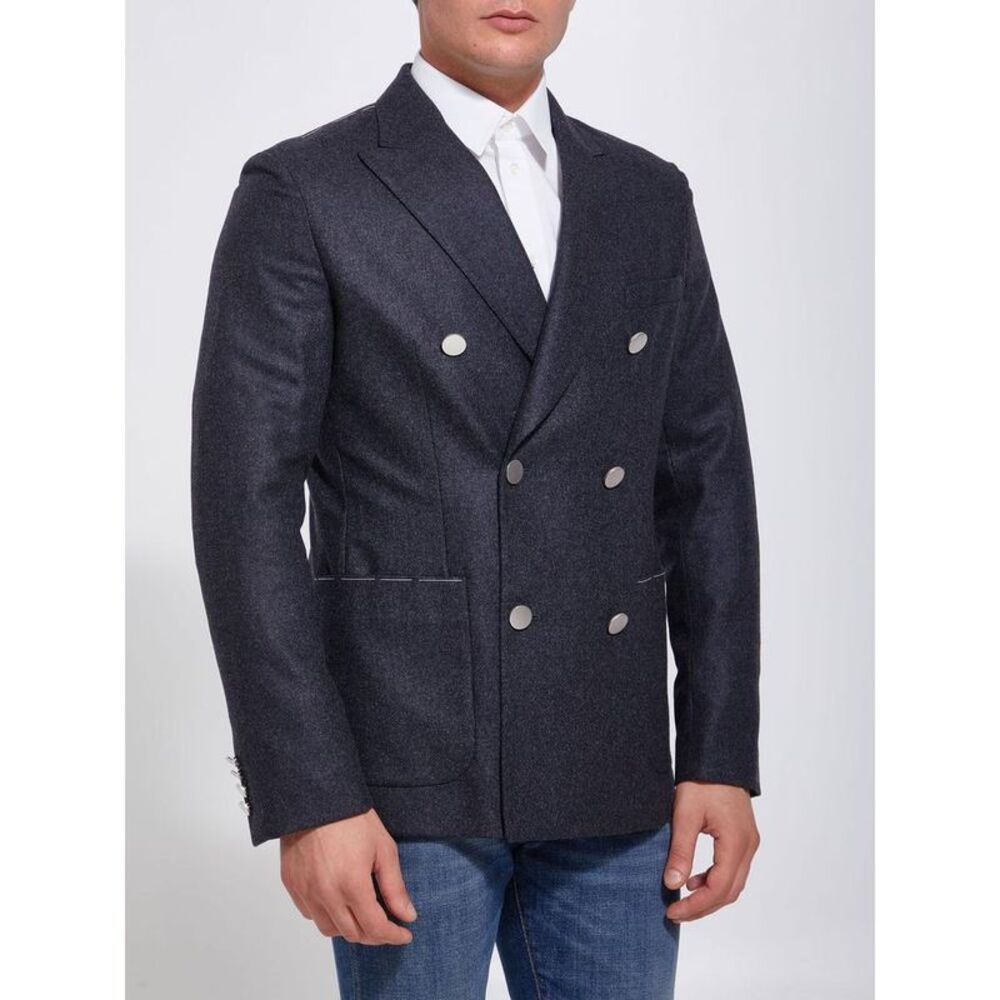 TONELLO Men's Double-Breasted Wool Blend Blazer Men GREY Outerwear